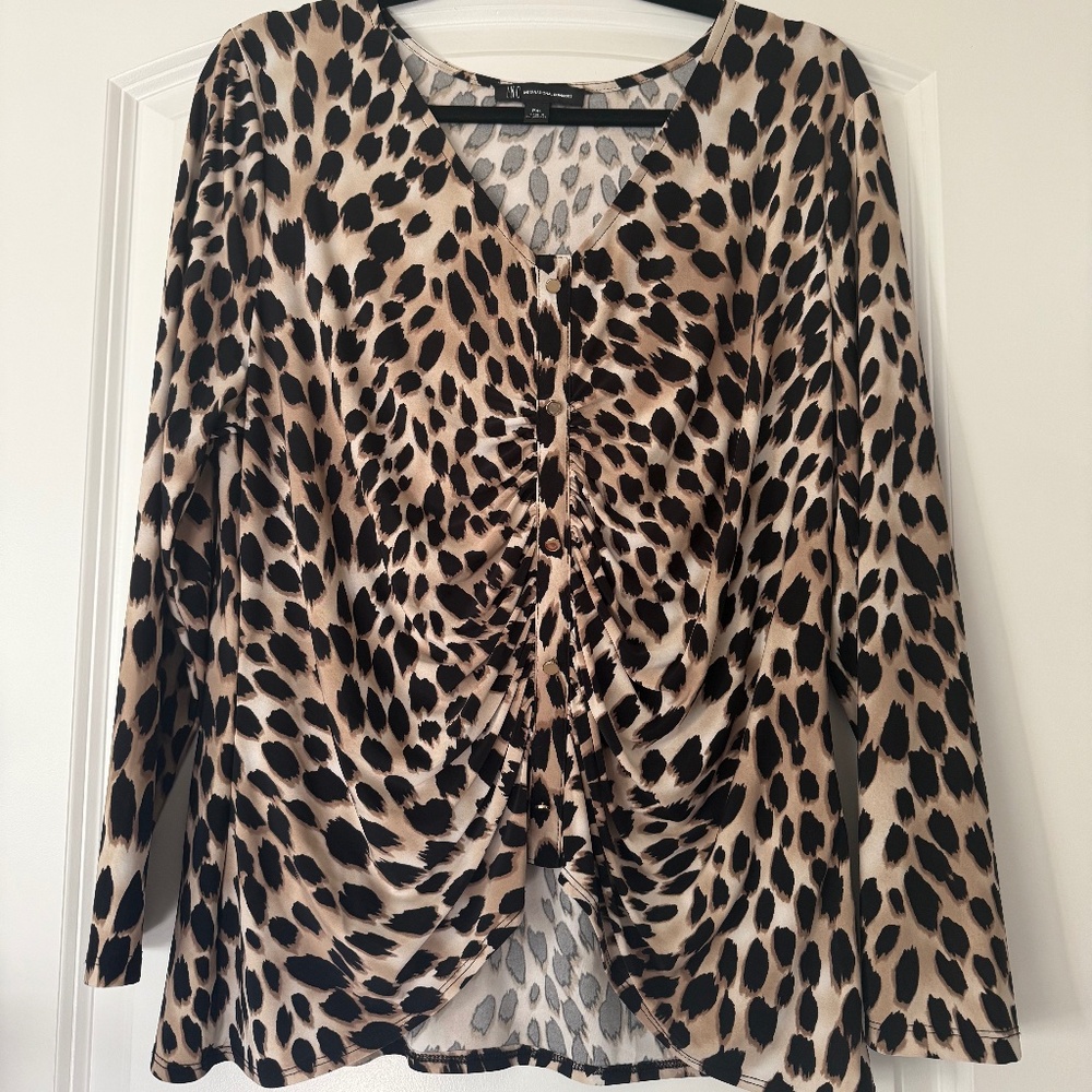 INC Petite Leopard Print Blouse
